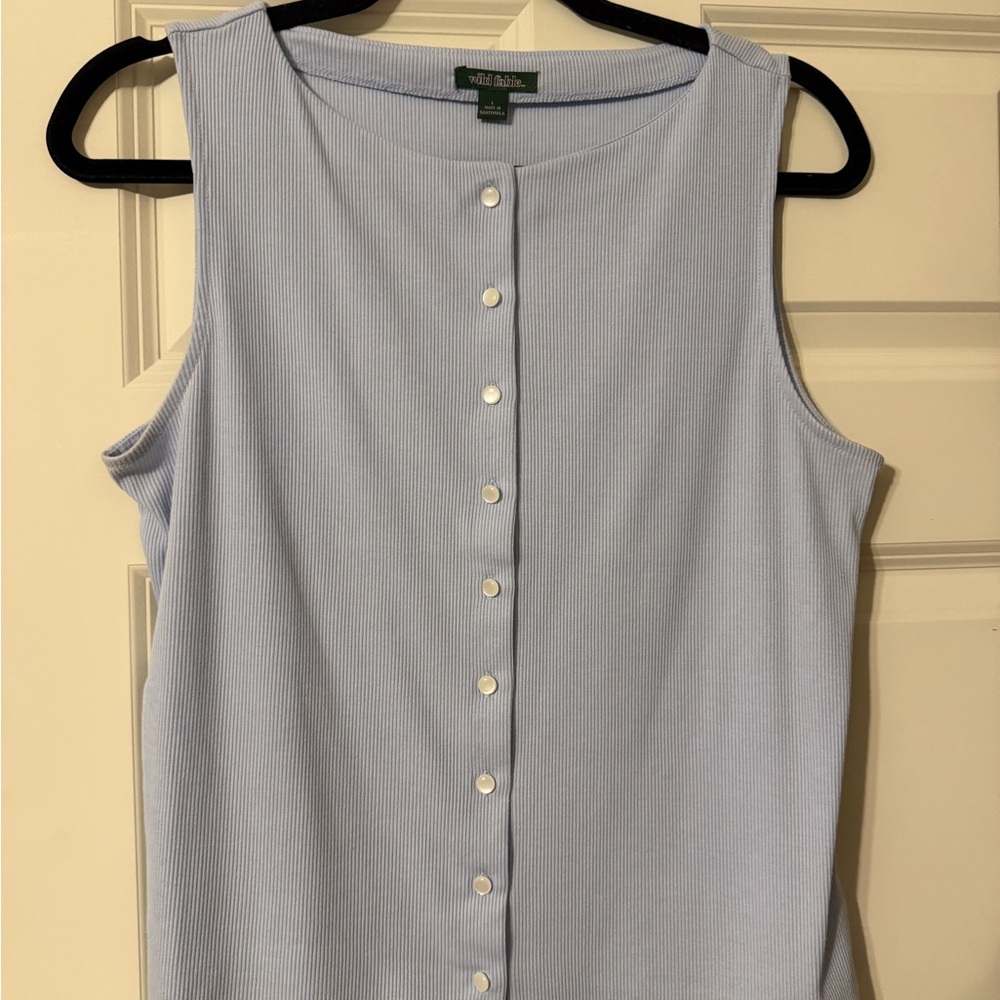 Wild Fable Light Blue Button Down Sleeveless Top